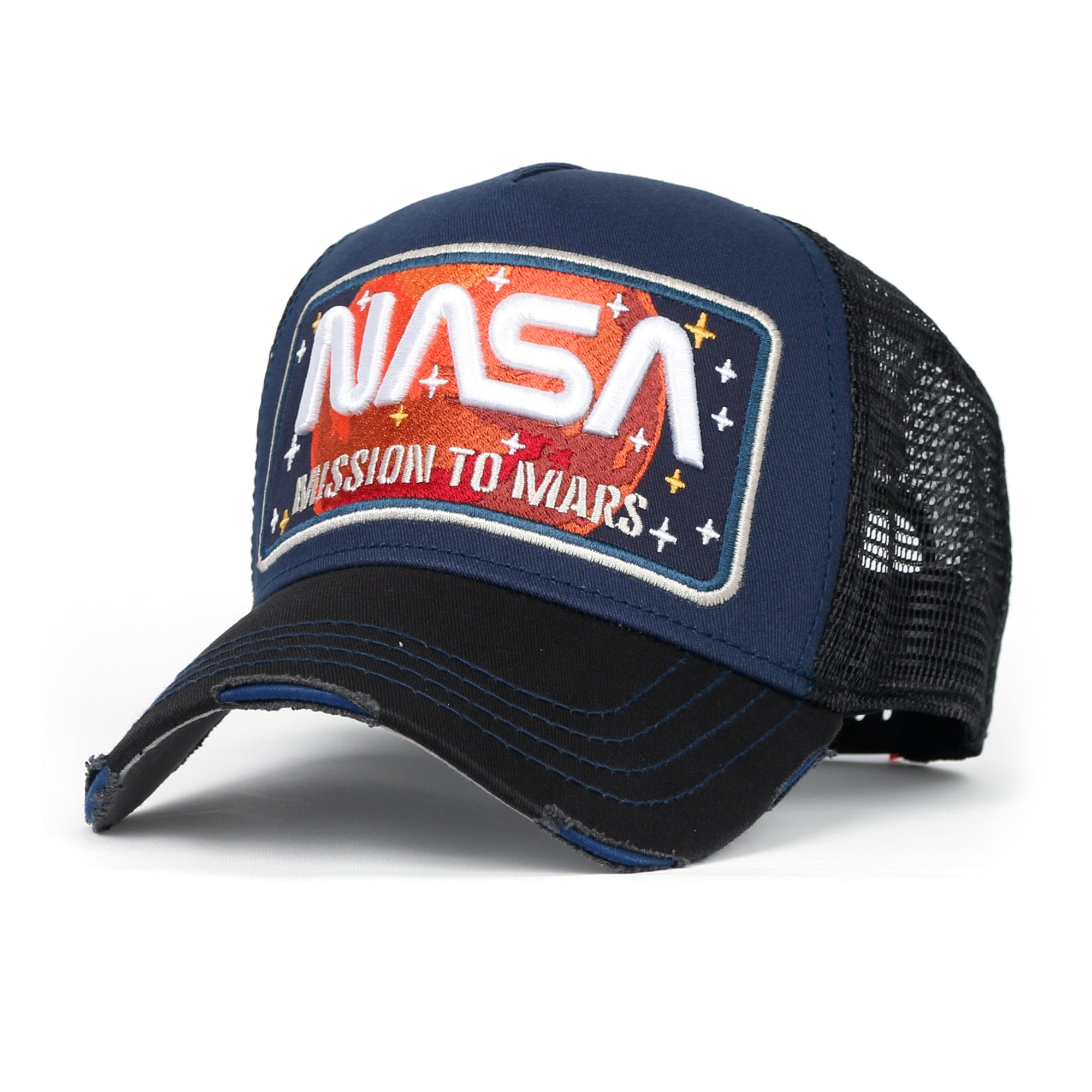 PREMIUM NASA Mars Mission Embroidered Distressed Trucker Cap