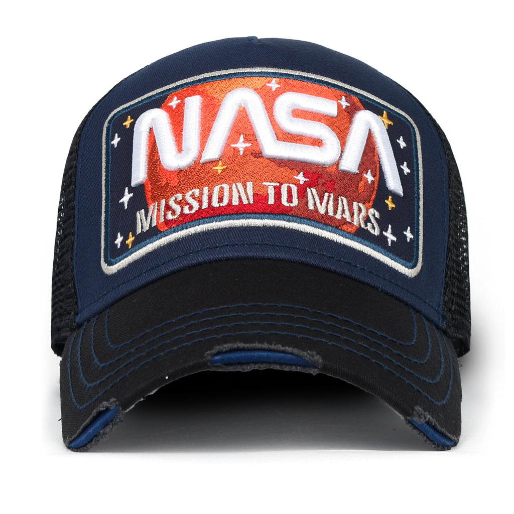 PREMIUM NASA Mars Mission Embroidered Distressed Trucker Cap