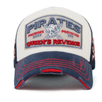 PREMIUM Pirate Embroidery Distressed Trucker Hat Casual Baseball Cap