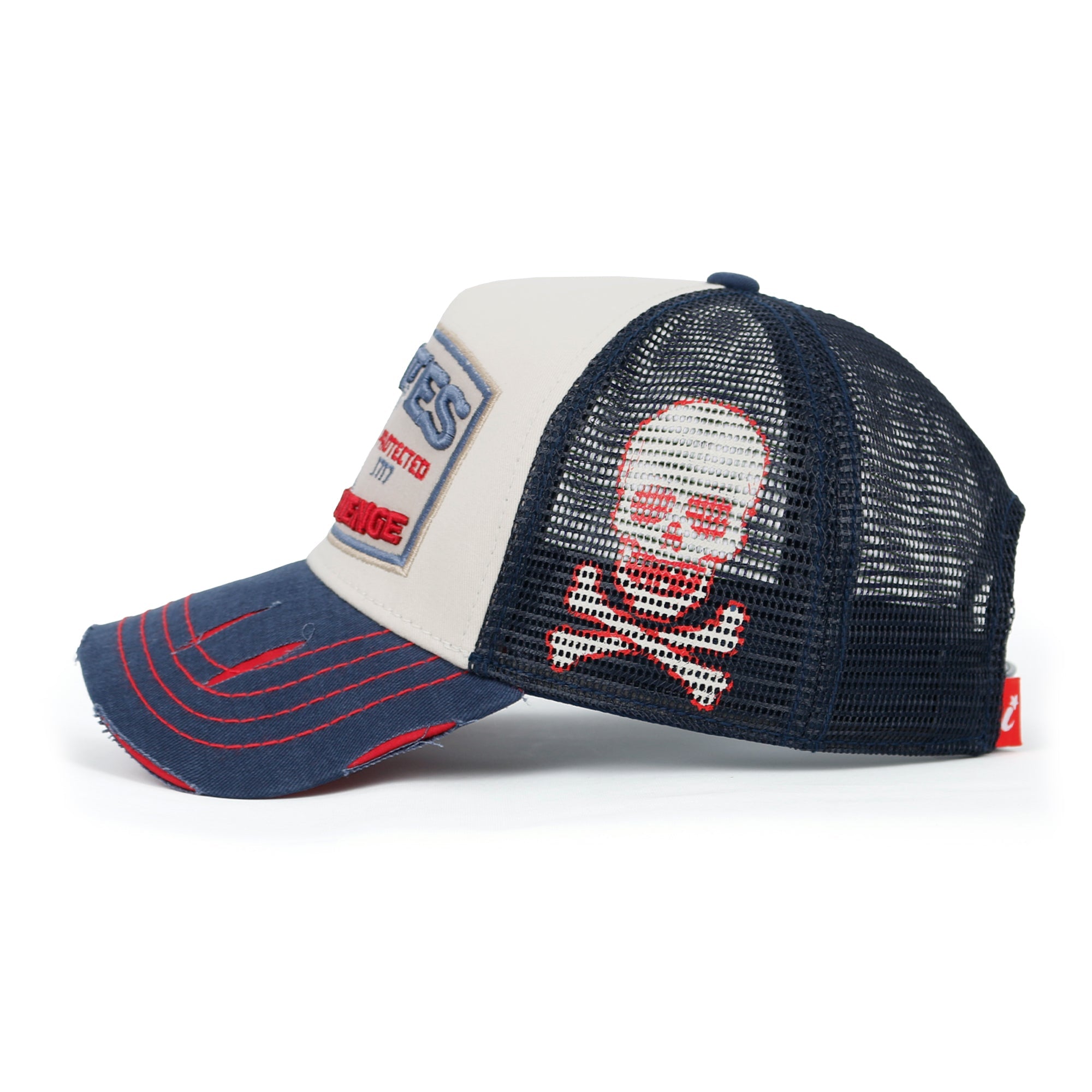 PREMIUM Pirate Embroidery Distressed Trucker Hat Casual Baseball Cap