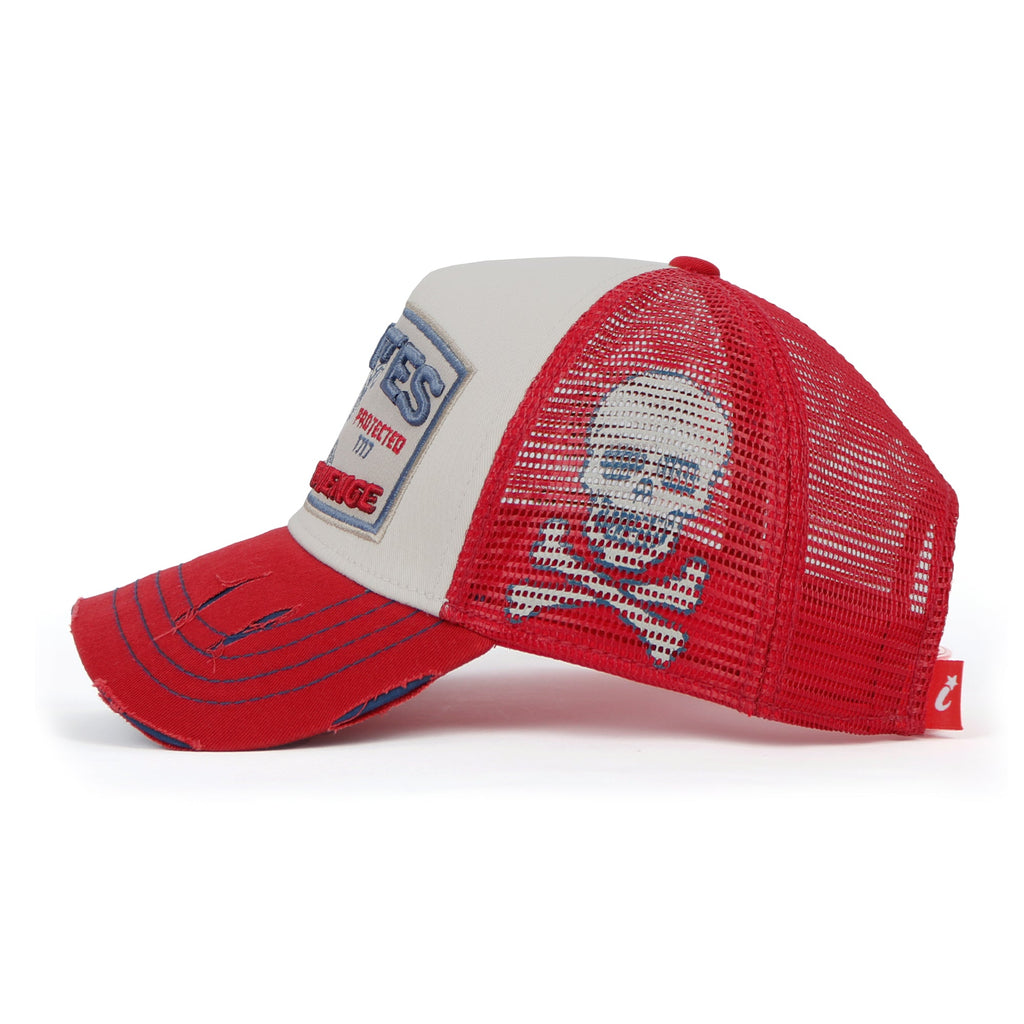 PREMIUM Pirate Embroidery Distressed Trucker Hat Casual Baseball Cap