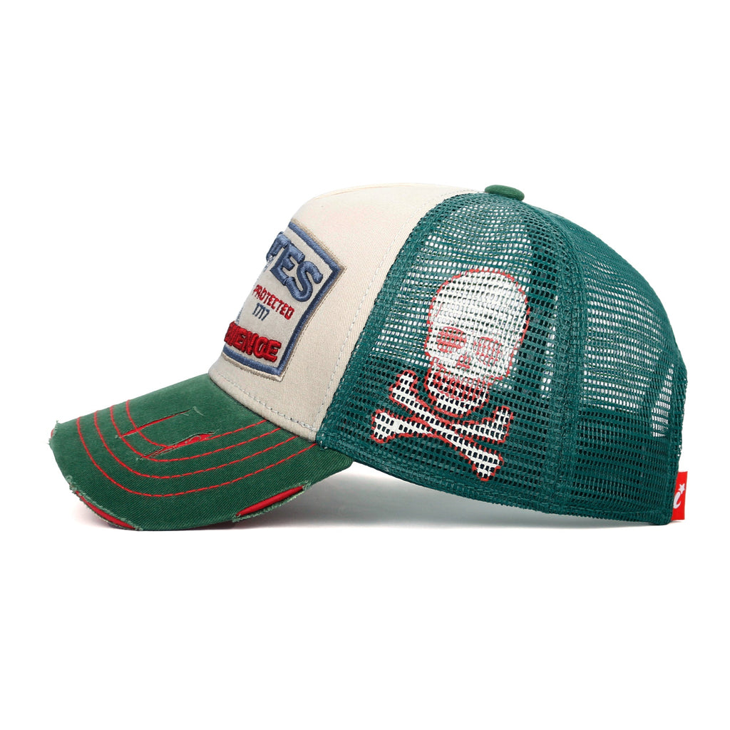 PREMIUM Pirate Embroidery Distressed Trucker Hat Casual Baseball Cap