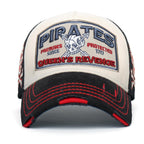 PREMIUM Pirate Embroidery Distressed Trucker Hat Casual Baseball Cap