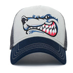 PREMIUM Wolf Mascot Embroidery Trucker Hat Mesh Back Baseball Cap