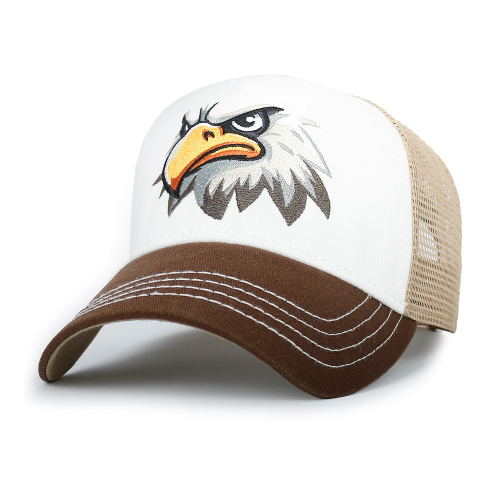 PREMIUM Eagle Mascot Embroidery Trucker Hat Mesh Back Baseball Cap