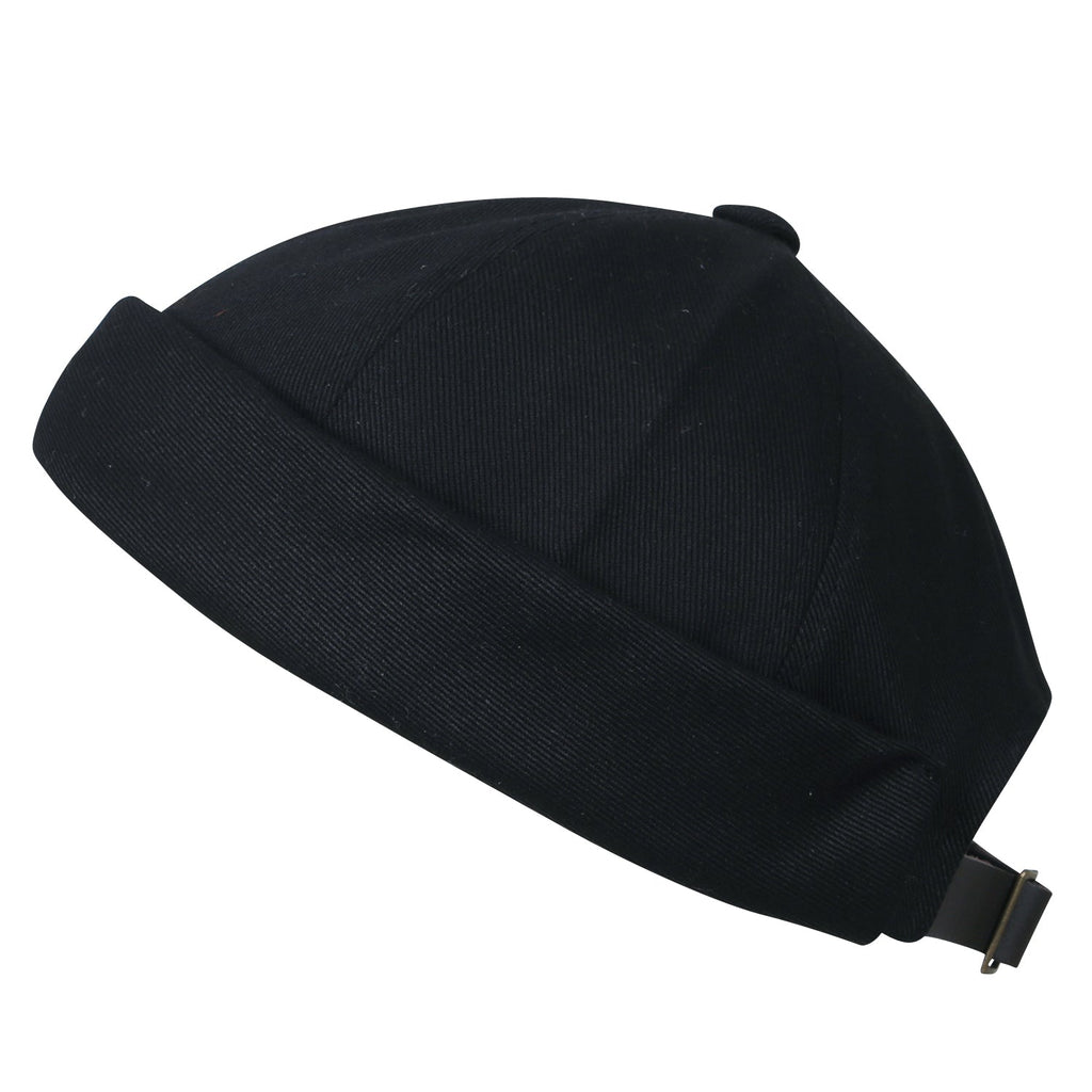 Solid Color Cotton Short Beanie Strap Back Casual Cap Soft Hat