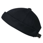 Solid Color Cotton Short Beanie Strap Back Casual Cap Soft Hat
