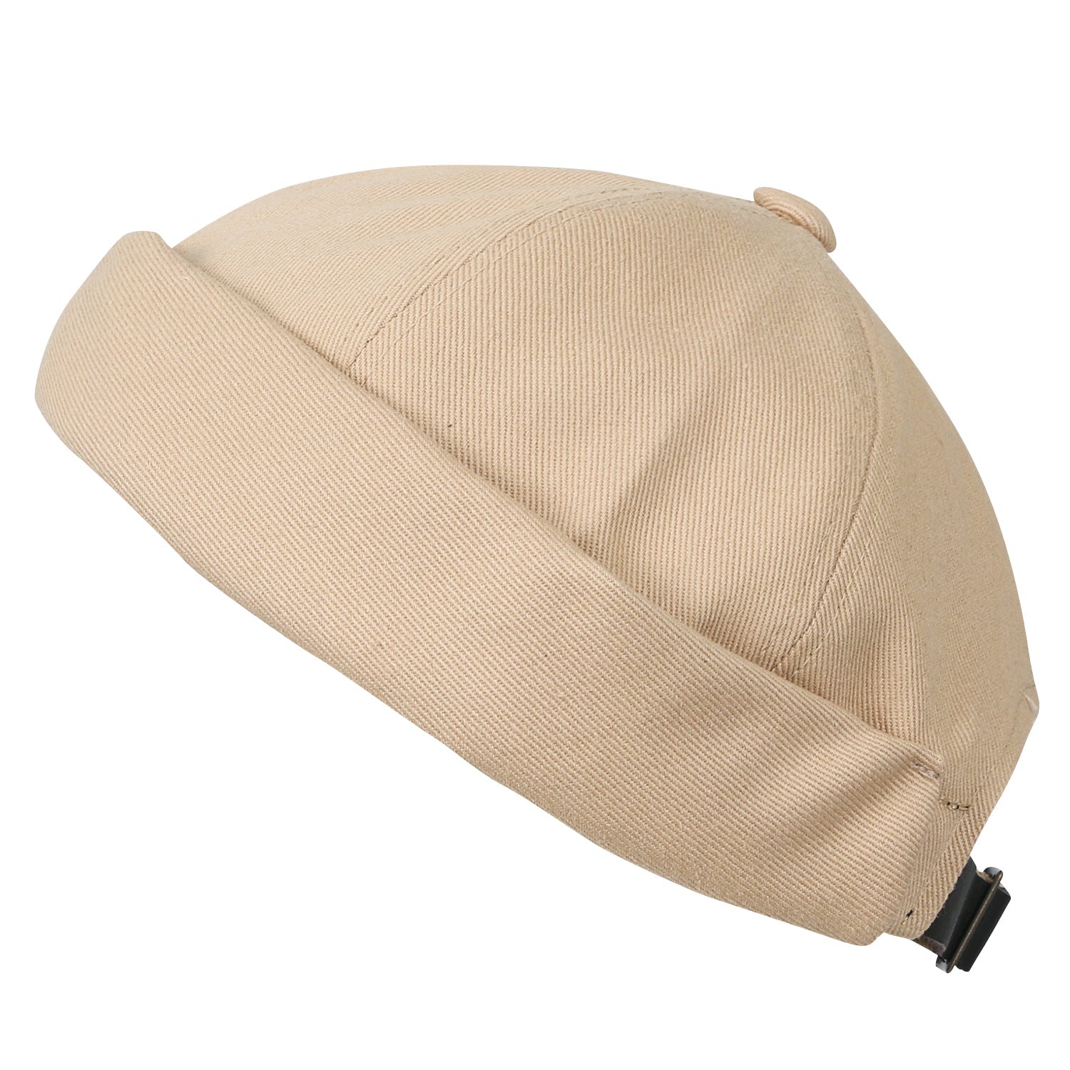 Solid Color Cotton Short Beanie Strap Back Casual Cap Soft Hat
