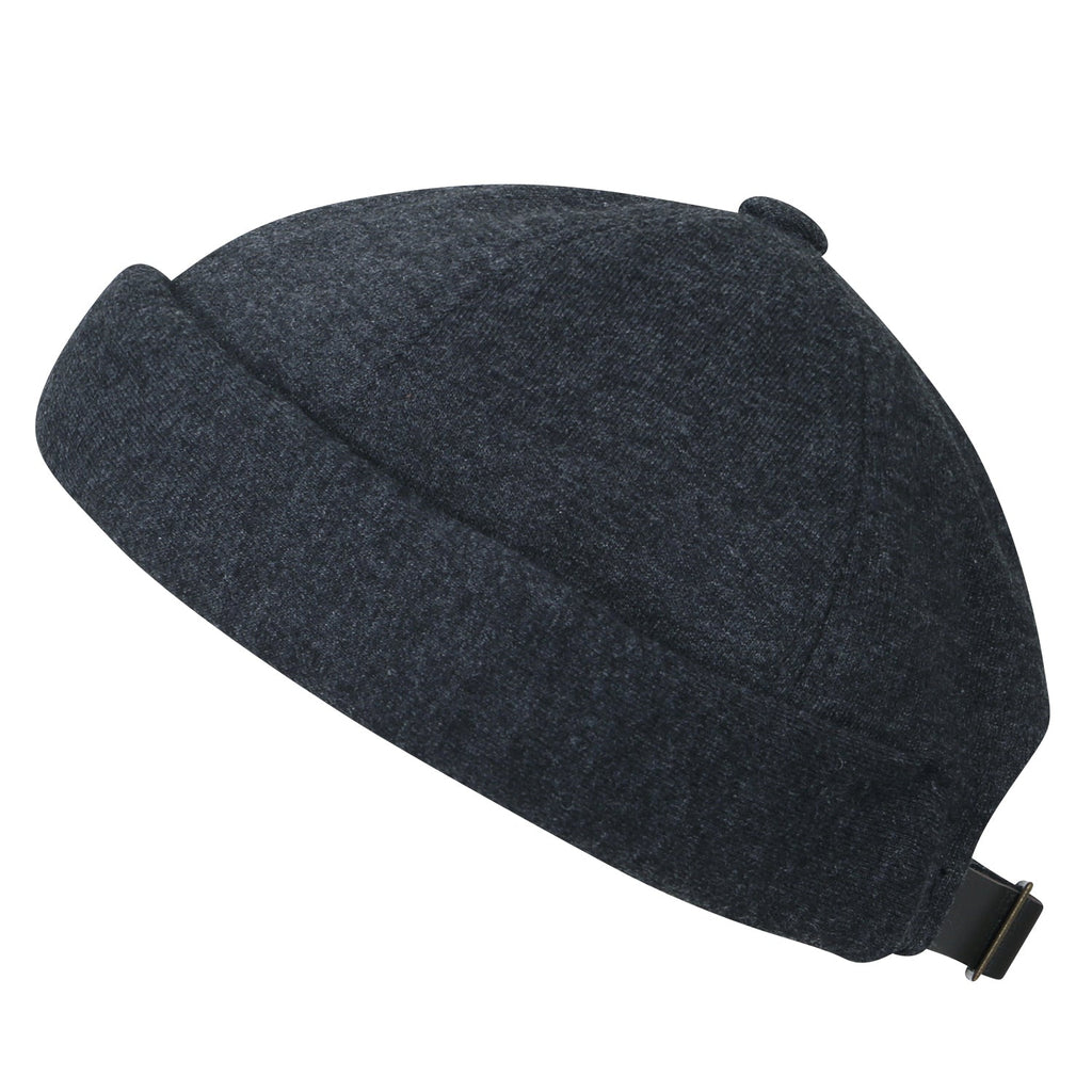 Solid Color Cotton Short Beanie Strap Back Casual Hat Soft Cap