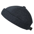 Solid Color Cotton Short Beanie Strap Back Casual Hat Soft Cap