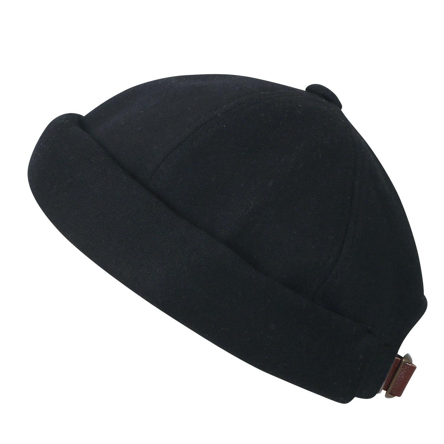 Solid Color Cotton Short Beanie Strap Back Casual Hat Soft Cap
