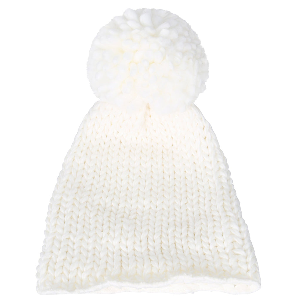 Solid Color Fold Over Long Pompom Beanie Winter Ribbed Knit Slouchy Hat