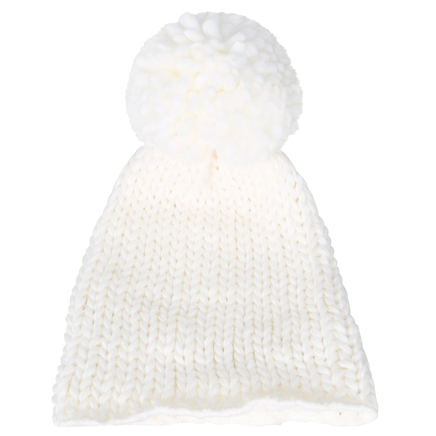 Solid Color Fold Over Long Pompom Beanie Winter Ribbed Knit Slouchy Hat