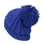 Solid Color Fold Over Pompom Beanie NY Winter Ribbed Knit Slouchy Hat
