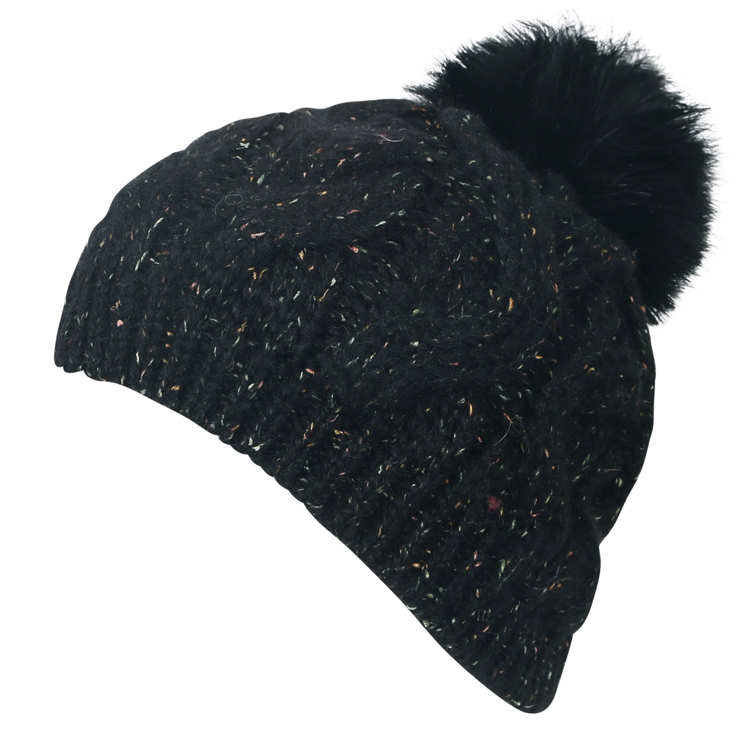 Mixed Color Slouchy Soft Beanie Pompom Ribbed Knit Skully Winter Hat