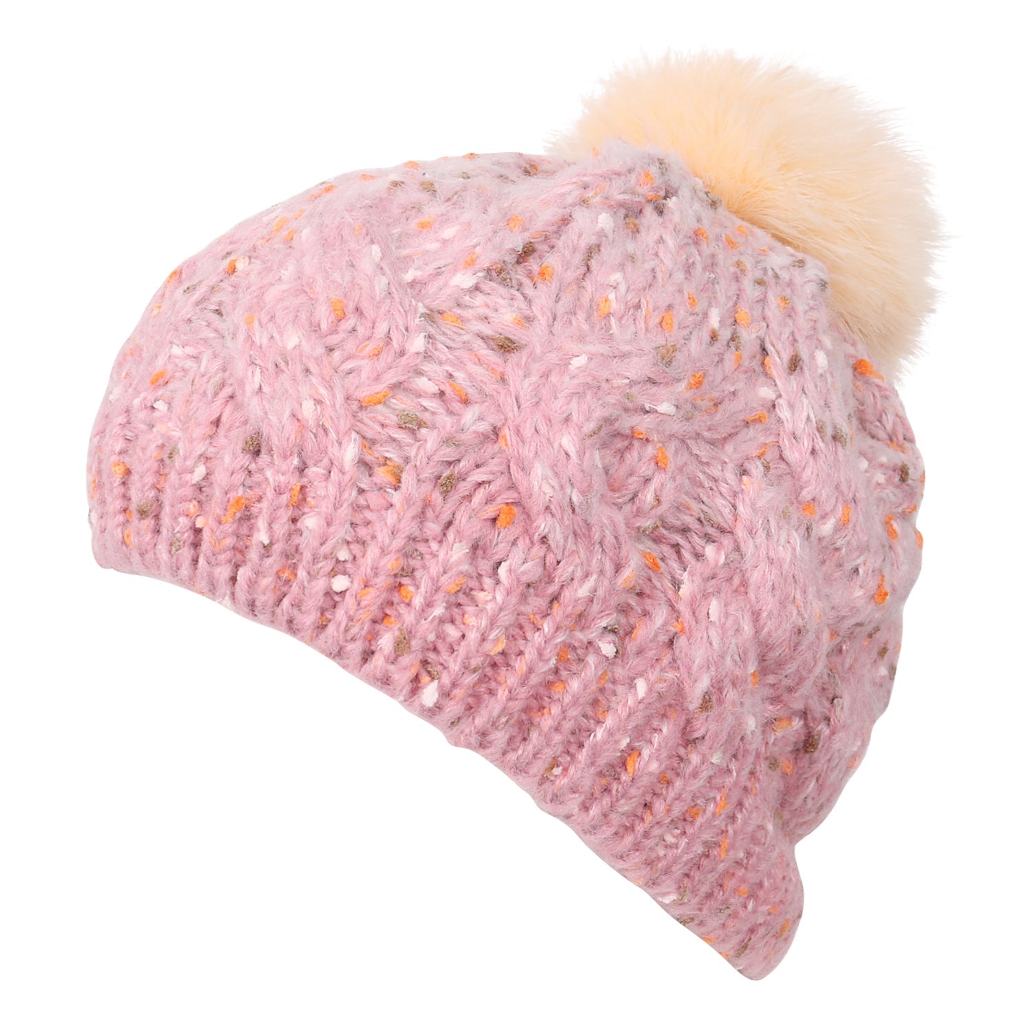 Mixed Color Slouchy Soft Beanie Pompom Ribbed Knit Skully Winter Hat