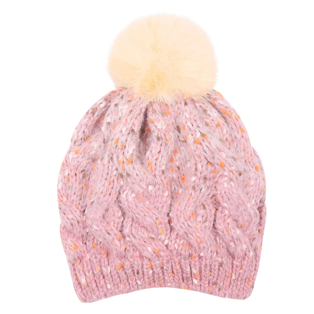 Mixed Color Slouchy Soft Beanie Pompom Ribbed Knit Skully Winter Hat