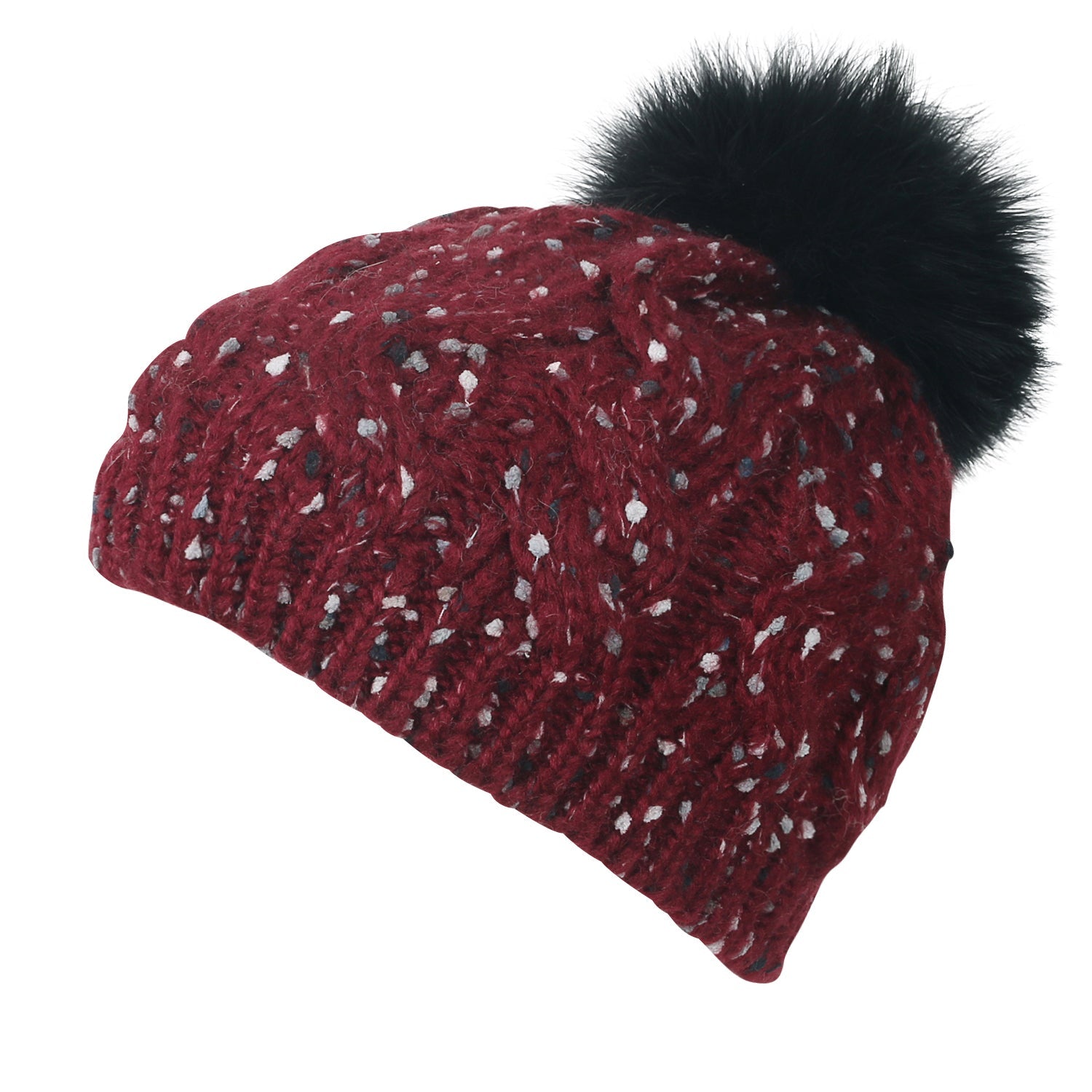 Mixed Color Slouchy Soft Beanie Pompom Ribbed Knit Skully Winter Hat