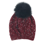 Mixed Color Slouchy Soft Beanie Pompom Ribbed Knit Skully Winter Hat
