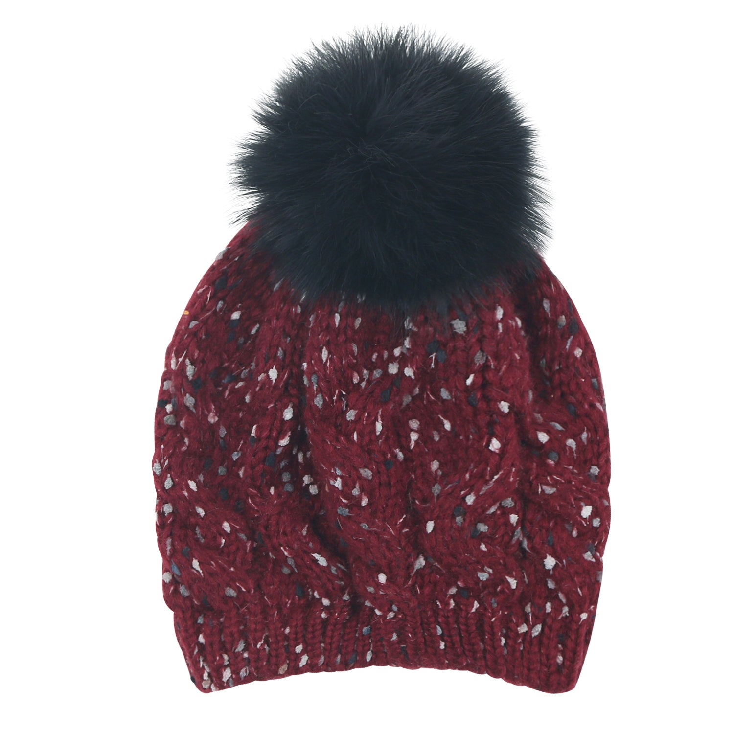 Mixed Color Slouchy Soft Beanie Pompom Ribbed Knit Skully Winter Hat