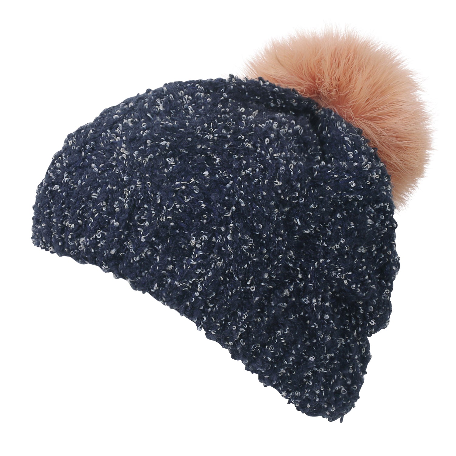 Mixed Color Slouchy Soft Beanie Pompom Ribbed Knit Skully Winter Hat
