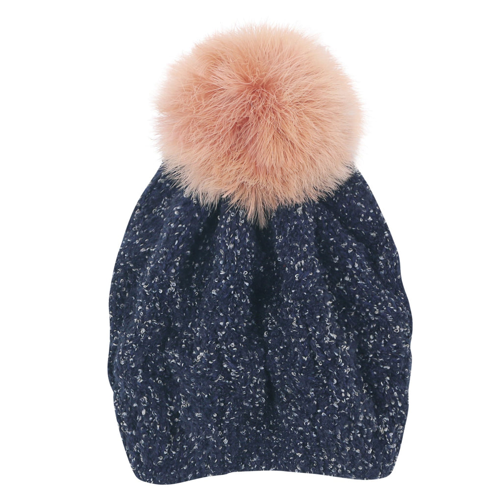 Mixed Color Slouchy Soft Beanie Pompom Ribbed Knit Skully Winter Hat