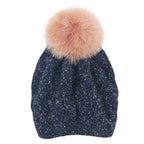 Mixed Color Slouchy Soft Beanie Pompom Ribbed Knit Skully Winter Hat