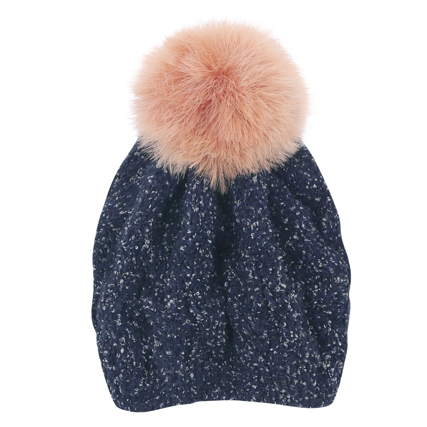Mixed Color Slouchy Soft Beanie Pompom Ribbed Knit Skully Winter Hat