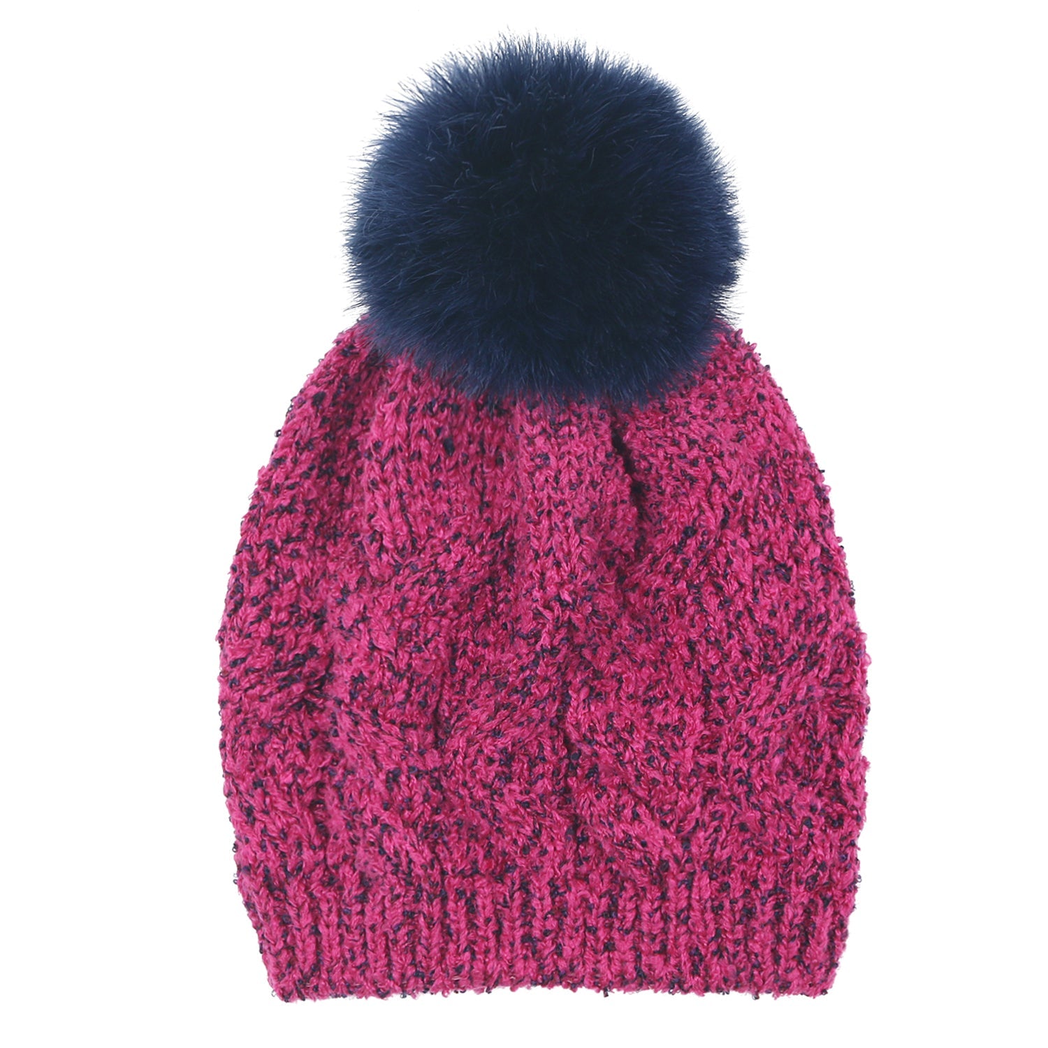 Mixed Color Slouchy Soft Beanie Pompom Ribbed Knit Skully Winter Hat