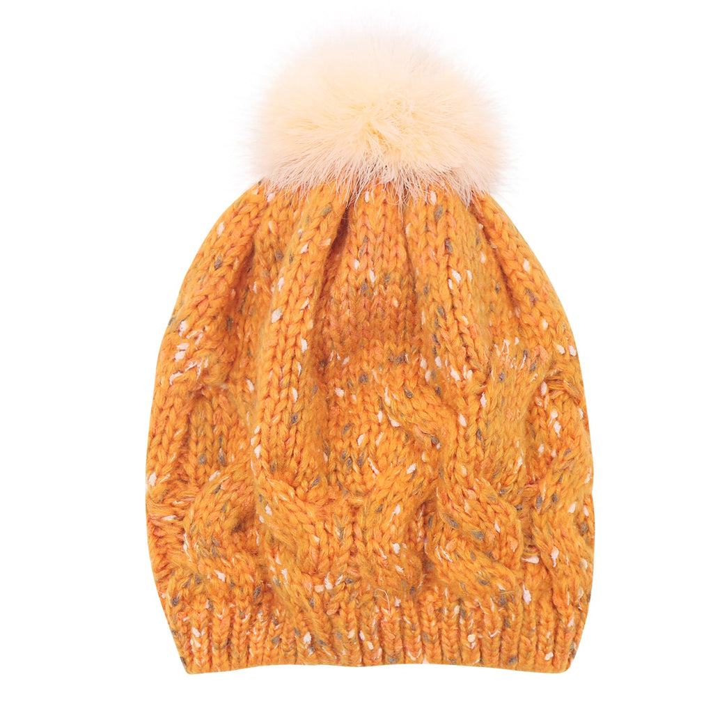 Mixed Color Slouchy Soft Beanie Pompom Ribbed Knit Skully Winter Hat