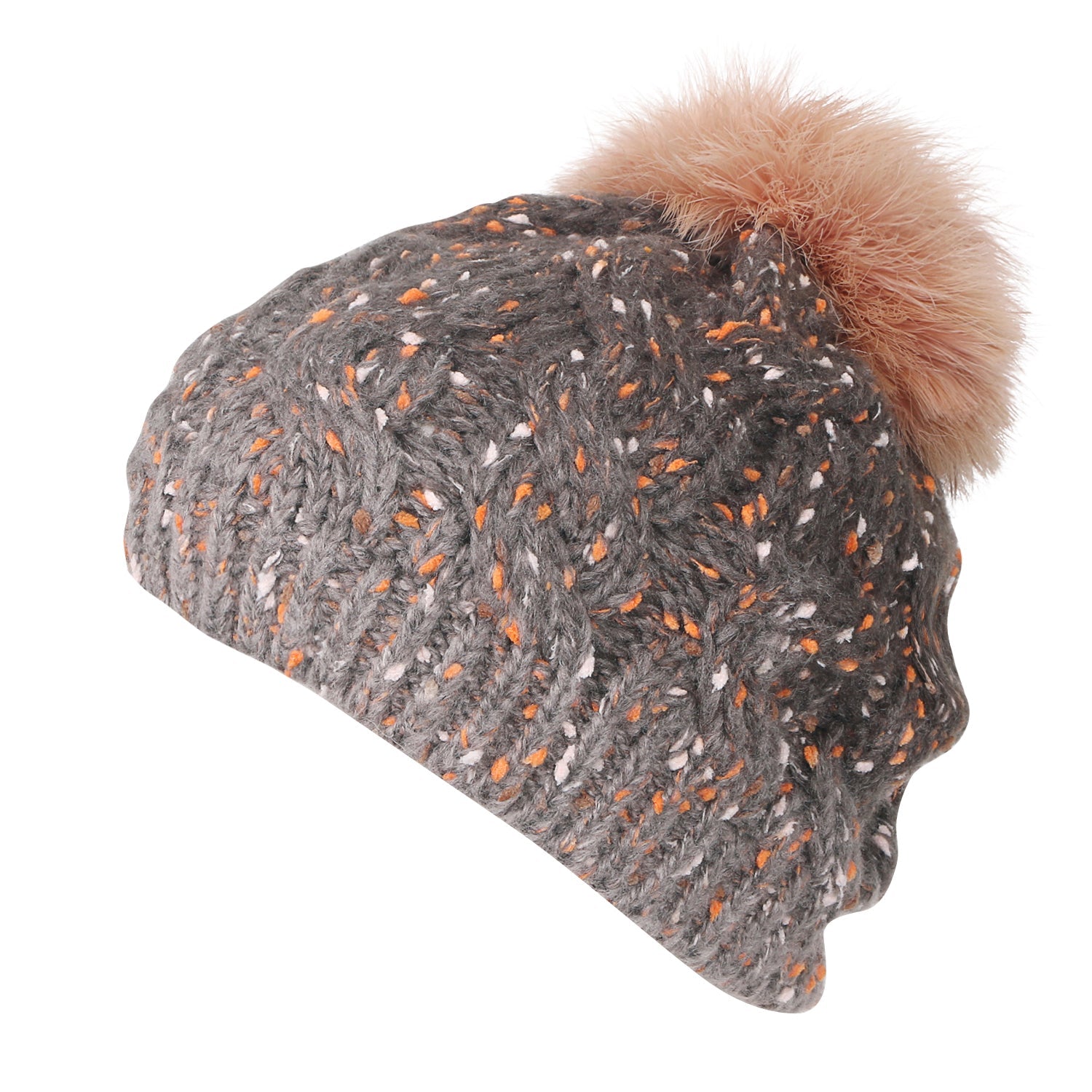 Mixed Color Slouchy Soft Beanie Pompom Ribbed Knit Skully Winter Hat