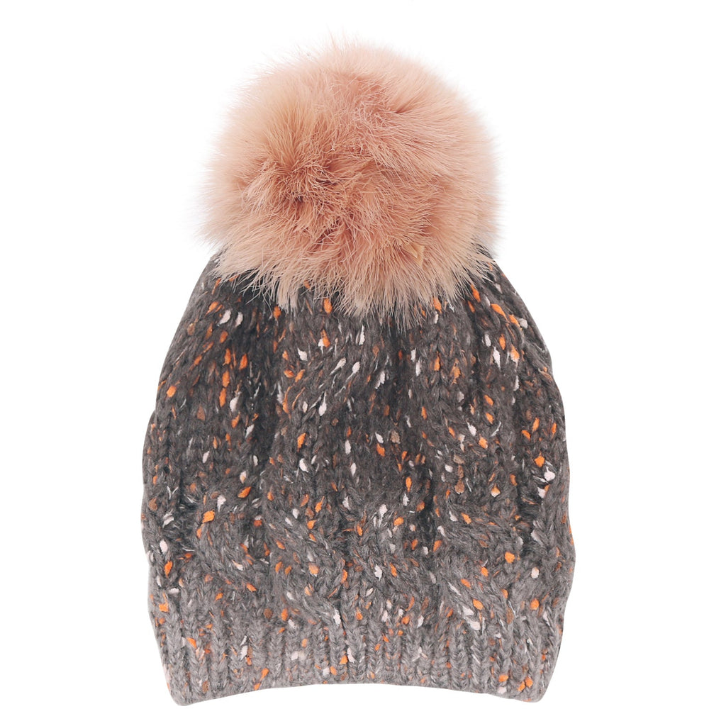 Mixed Color Slouchy Soft Beanie Pompom Ribbed Knit Skully Winter Hat