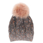 Mixed Color Slouchy Soft Beanie Pompom Ribbed Knit Skully Winter Hat
