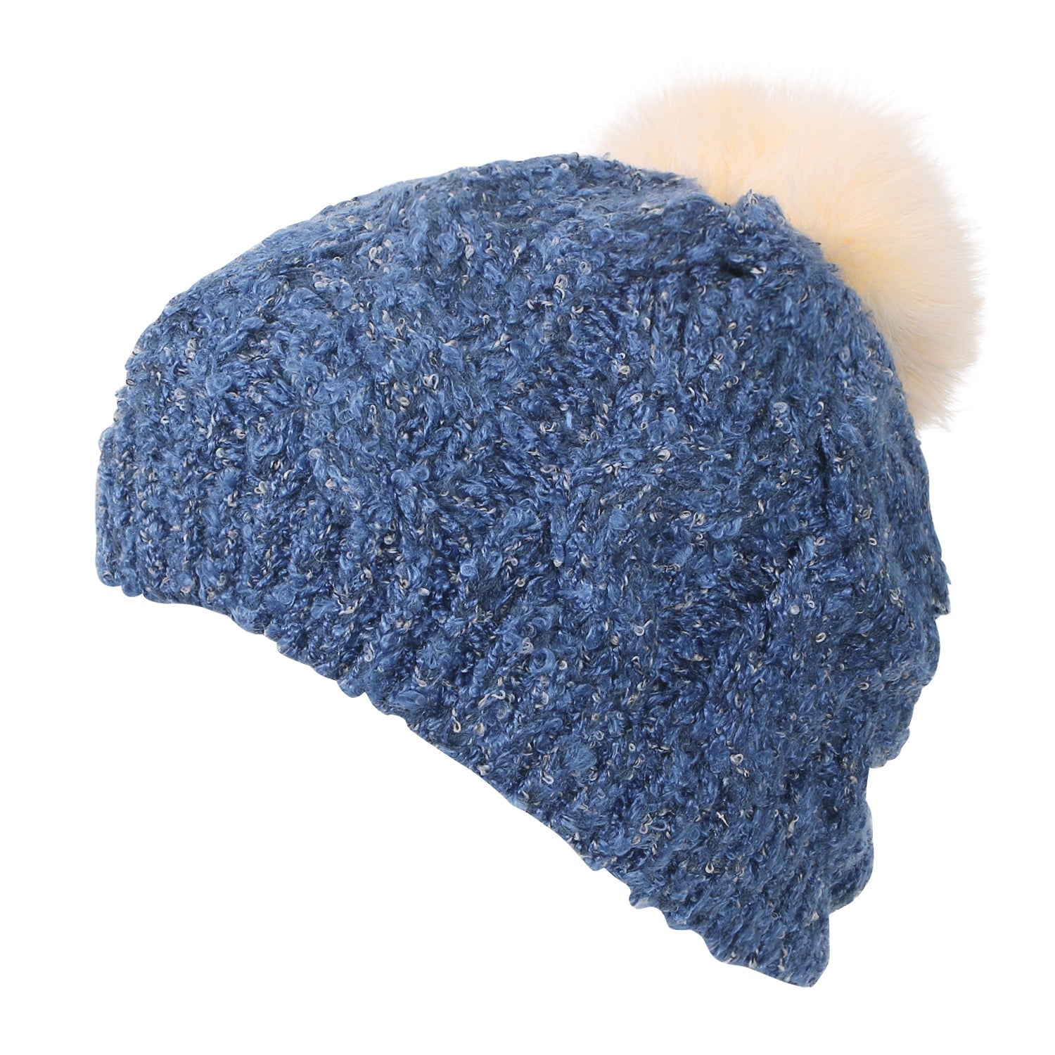 Mixed Color Slouchy Soft Beanie Pompom Ribbed Knit Skully Winter Hat