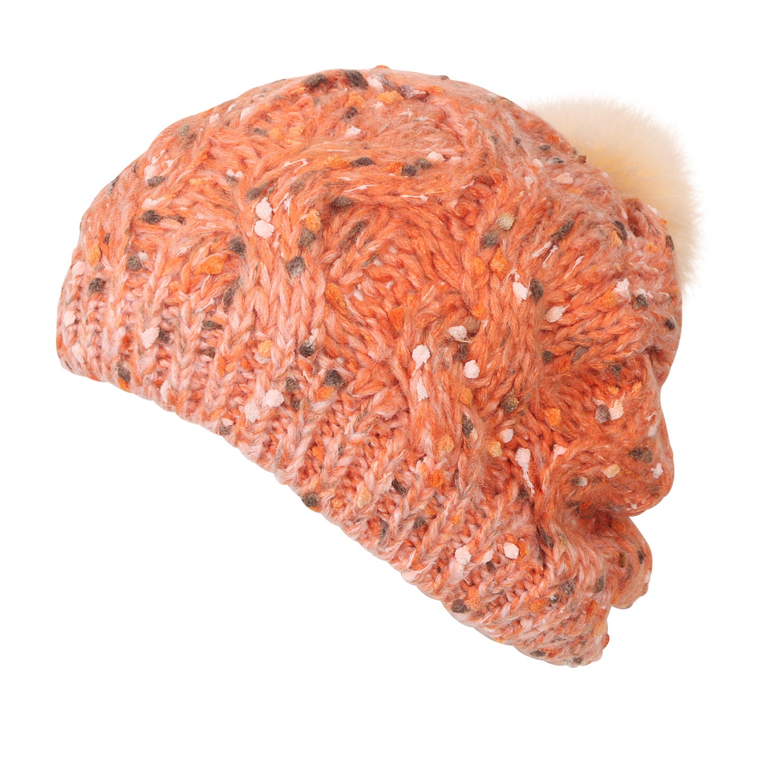 Mixed Color Slouchy Soft Beanie Pompom Ribbed Knit Skully Winter Hat