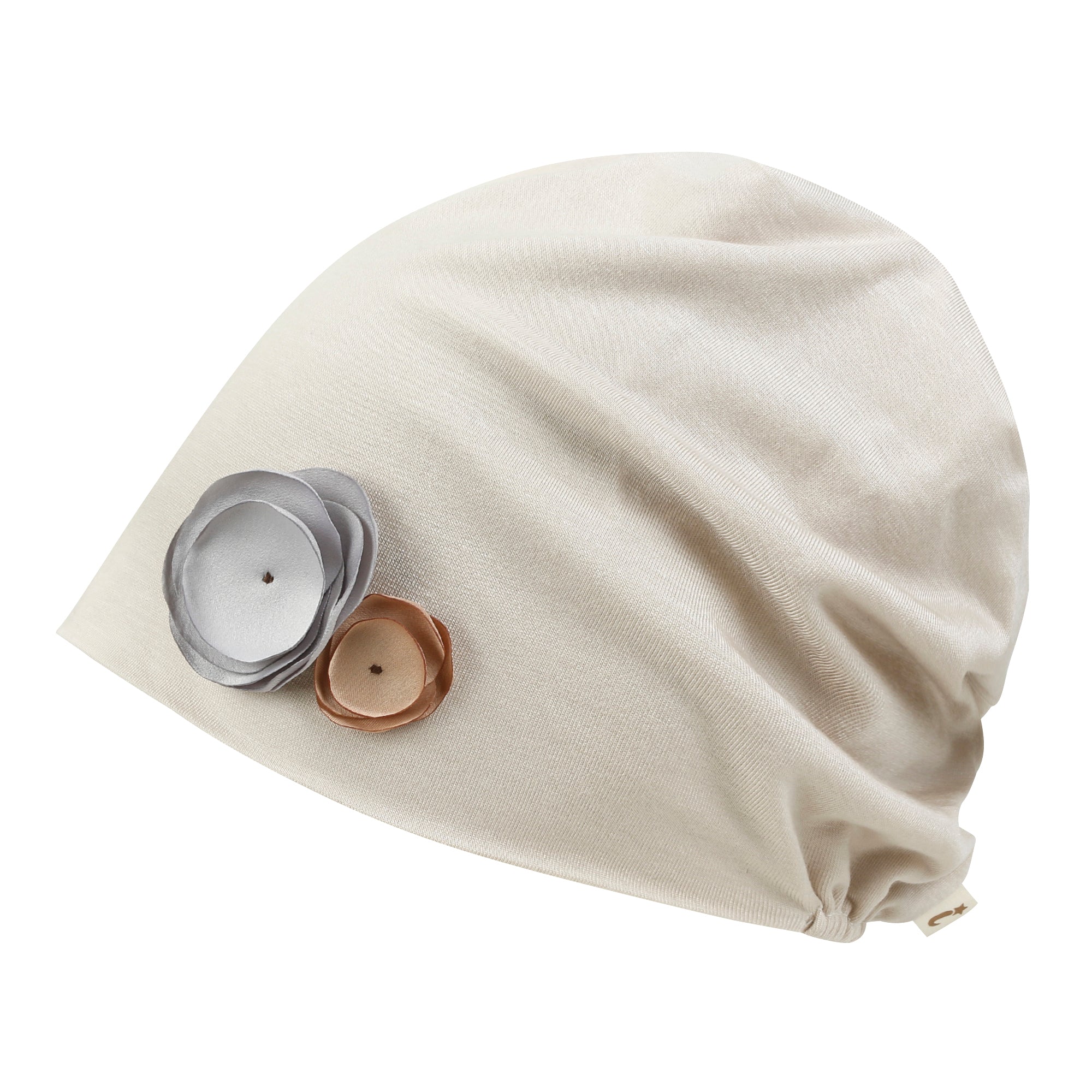 TENCEL™Lyocell Flower Trim Beanie Ultra Soft Stretchable Head Cover Hat