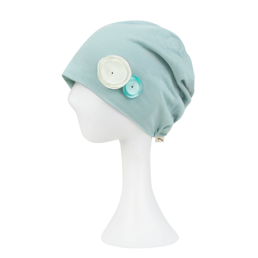 TENCEL™Lyocell Flower Trim Beanie Ultra Soft Stretchable Head Cover Hat