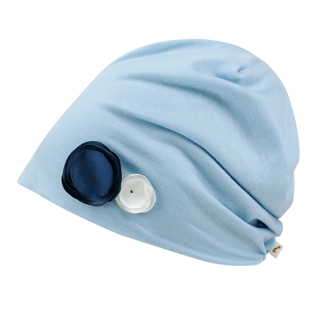 TENCEL™Lyocell Flower Trim Beanie Ultra Soft Stretchable Head Cover Hat