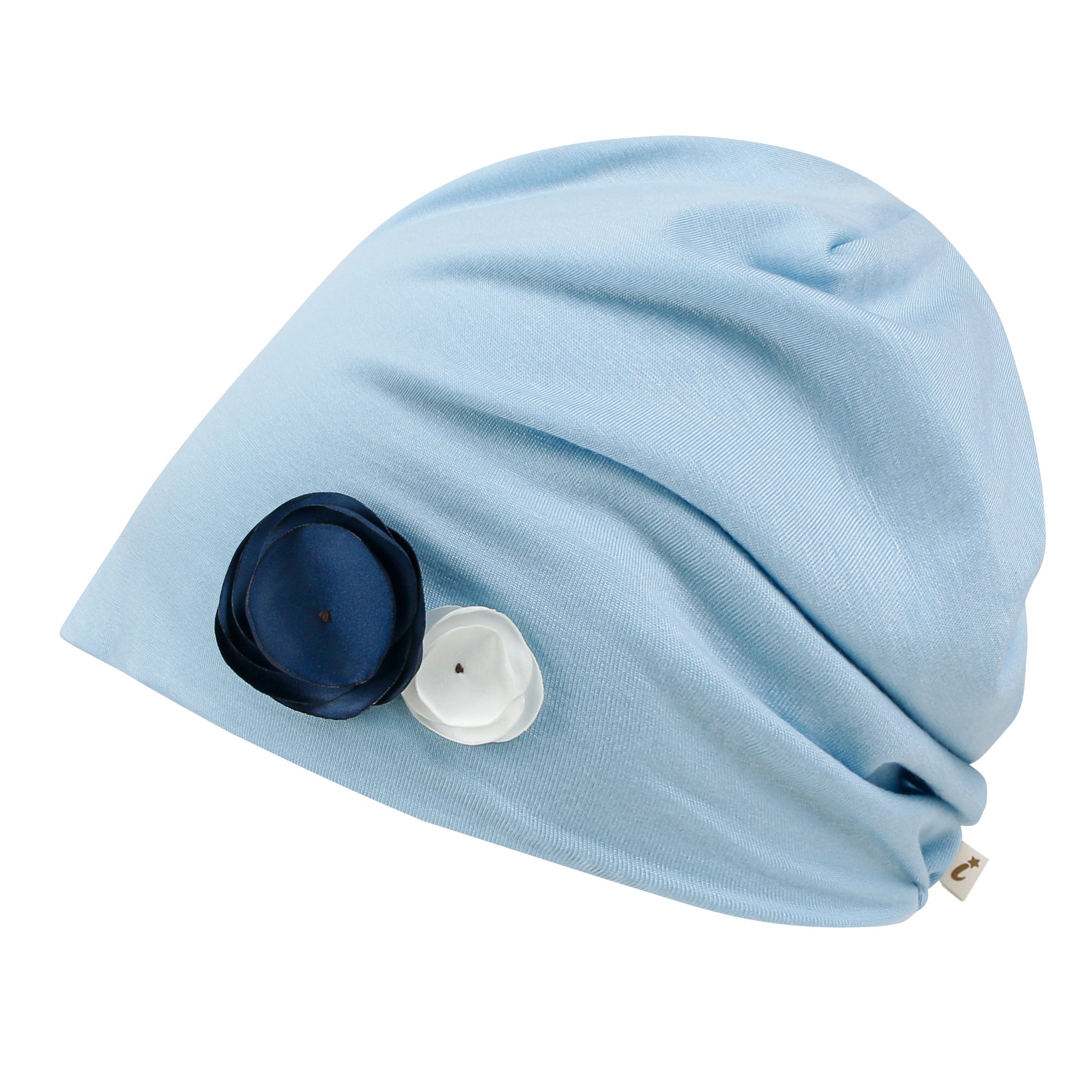 TENCEL™Lyocell Flower Trim Beanie Ultra Soft Stretchable Head Cover Hat