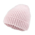 Angora Blended Color Fold Over Short Beanie Ribbed Knit Winter Hat