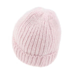 Angora Blended Color Fold Over Short Beanie Ribbed Knit Winter Hat