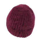 Angora Blended Color Fold Over Short Beanie Ribbed Knit Winter Hat