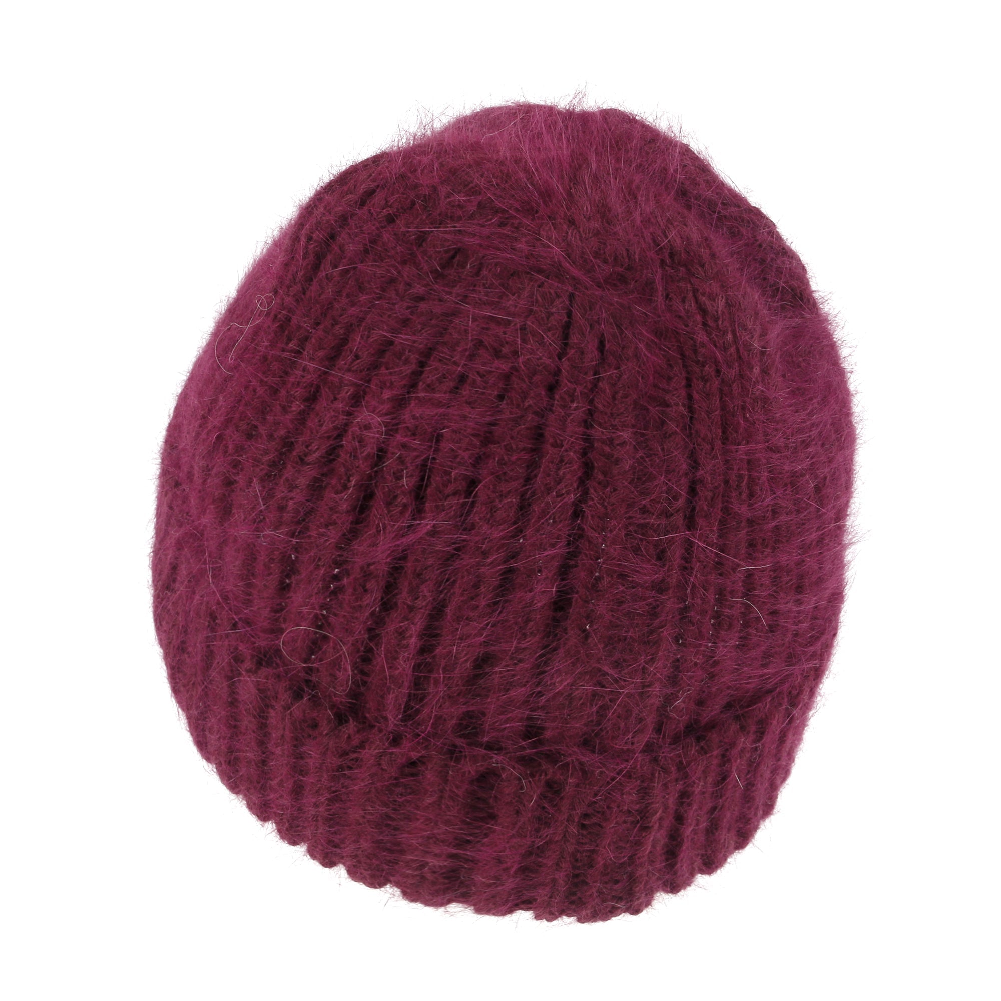 Angora Blended Color Fold Over Short Beanie Ribbed Knit Winter Hat