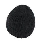 Angora Blended Color Fold Over Short Beanie Ribbed Knit Winter Hat