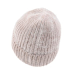 Angora Blended Color Fold Over Short Beanie Ribbed Knit Winter Hat