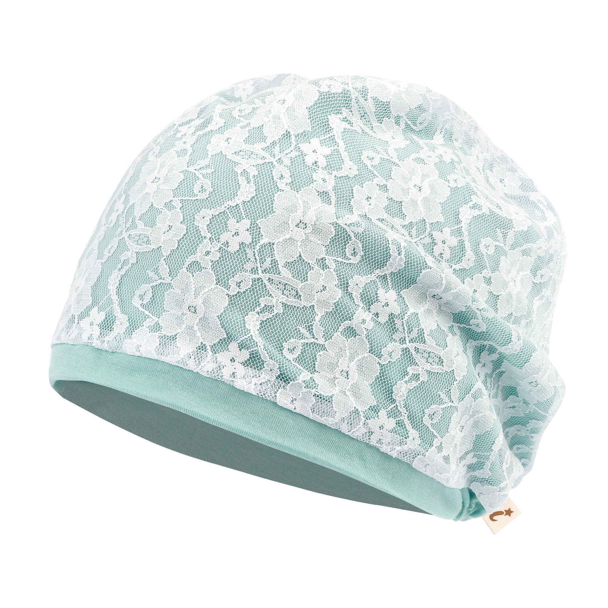 Tencel Lyocell Lace Covered Chemo Beanie Soft Head Cover Sleep Hat