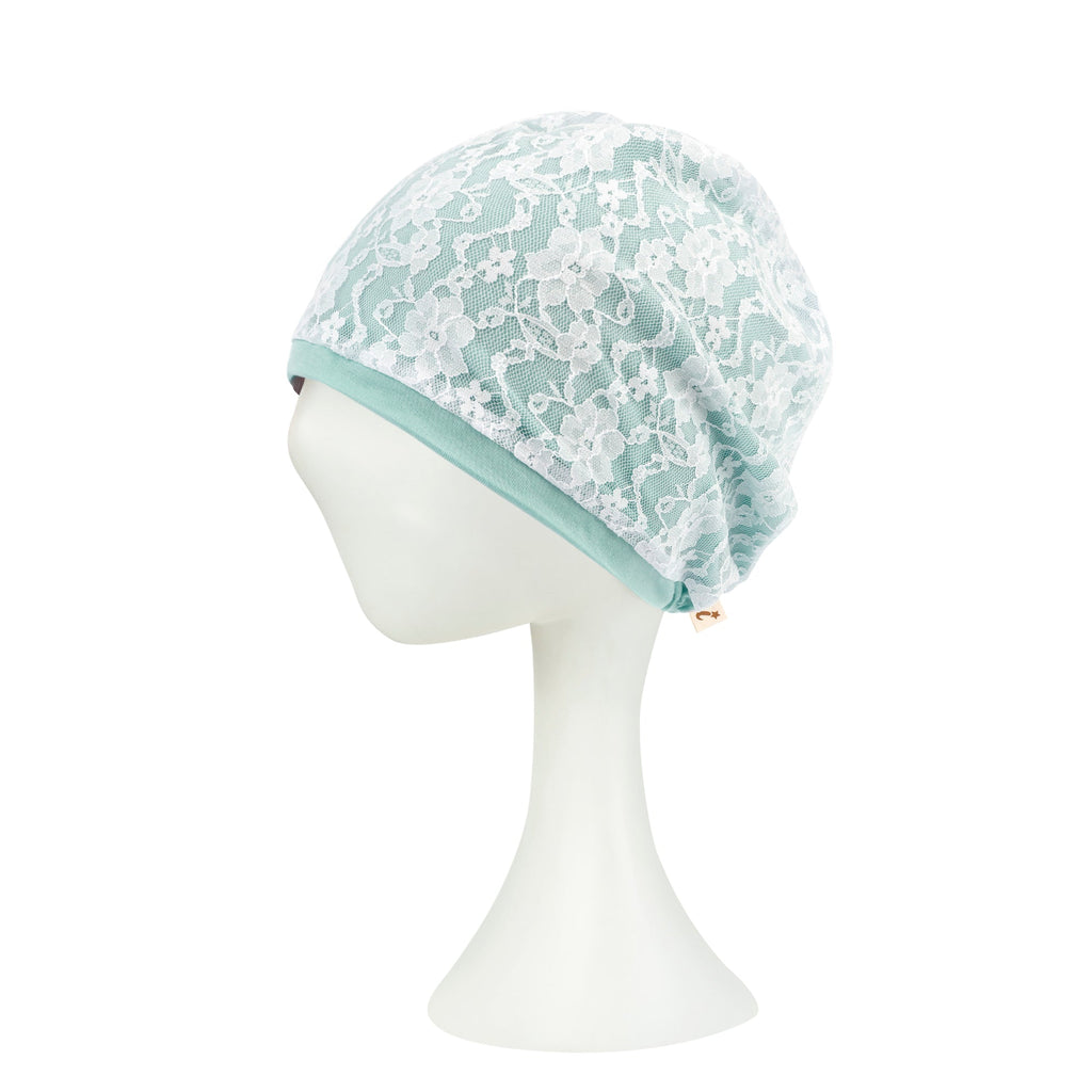 Tencel Lyocell Lace Covered Chemo Beanie Soft Head Cover Sleep Hat
