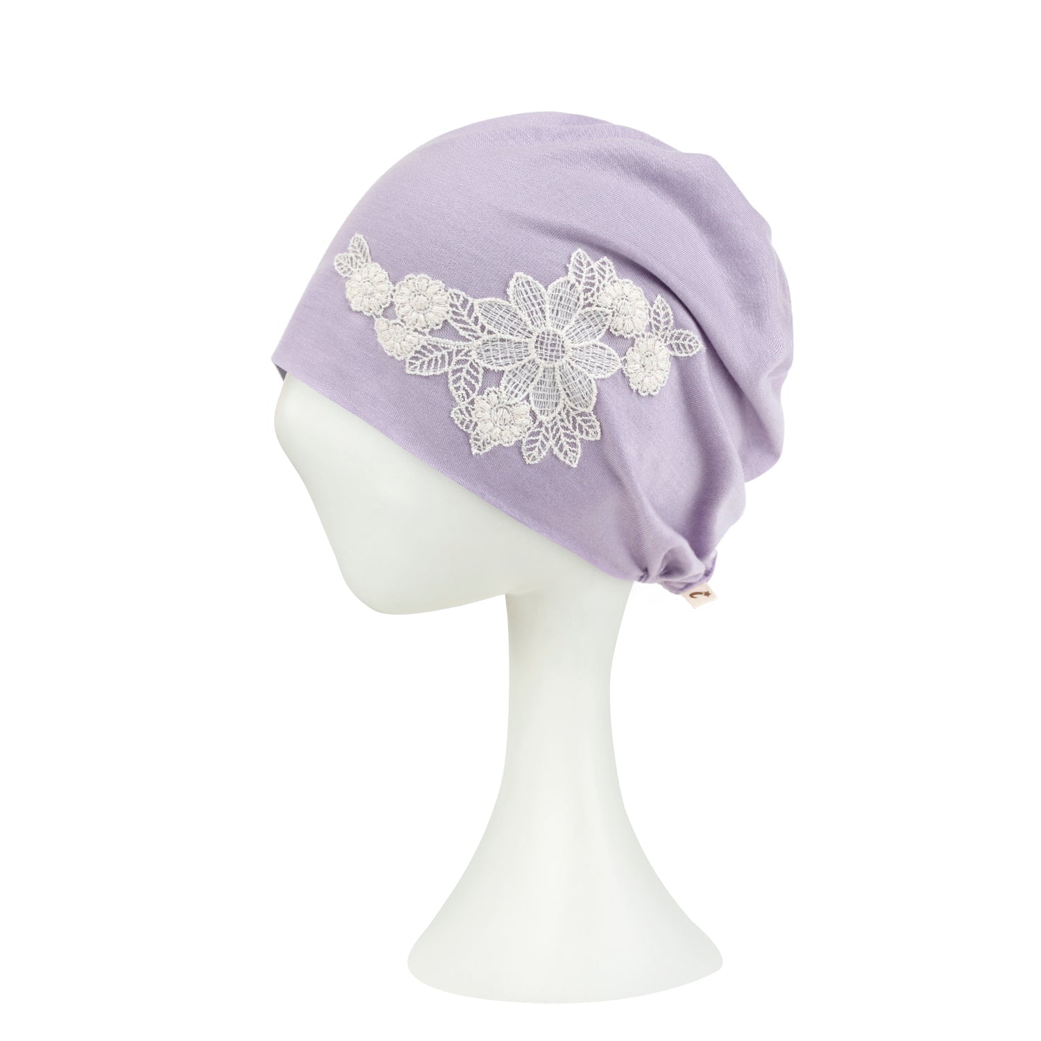 Tencel Lyocell Flower Lace Motif Chemo Beanie Soft Head Cover Sleep Hat