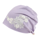 Tencel Lyocell Flower Lace Motif Chemo Beanie Soft Head Cover Sleep Hat
