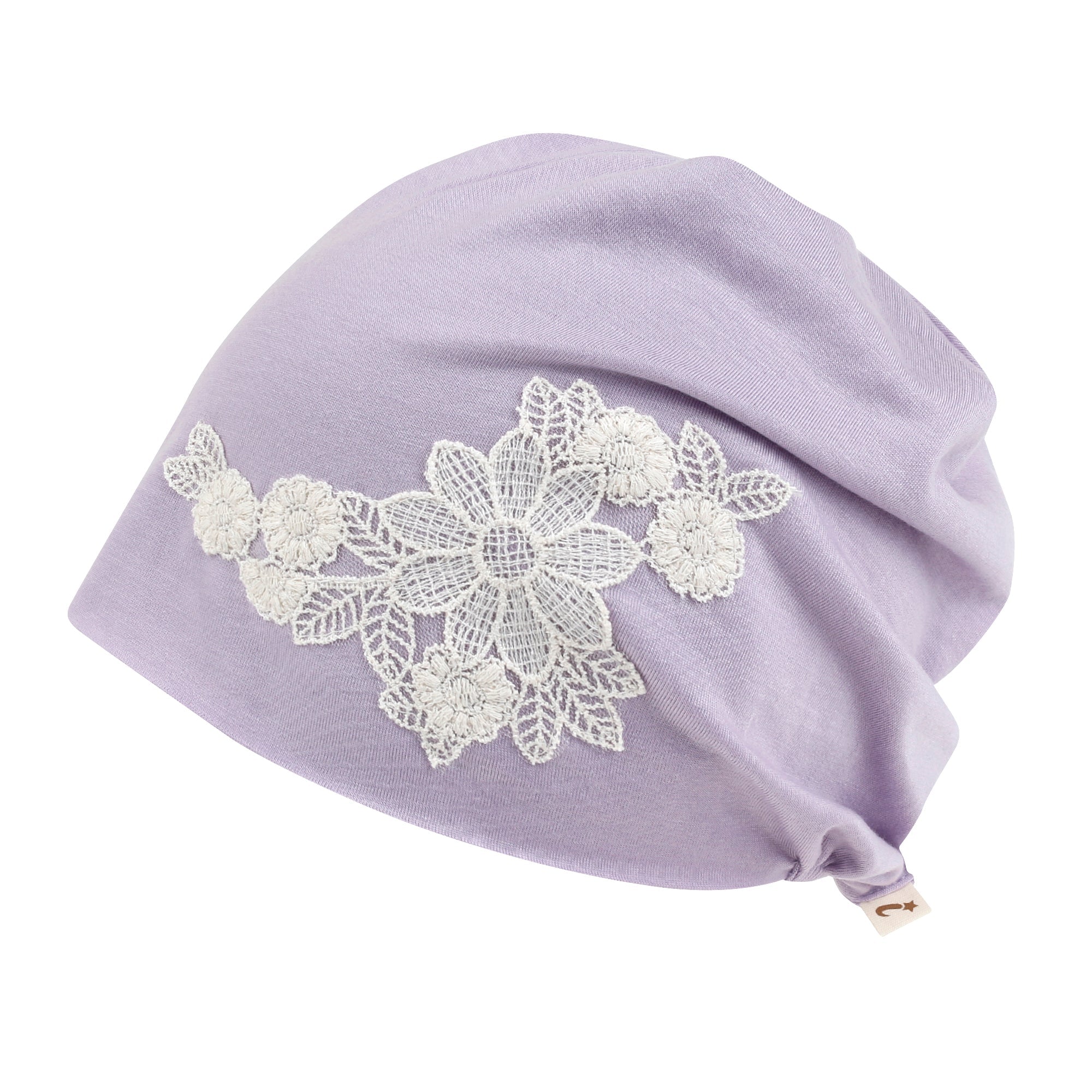 Tencel Lyocell Flower Lace Motif Chemo Beanie Soft Head Cover Sleep Hat